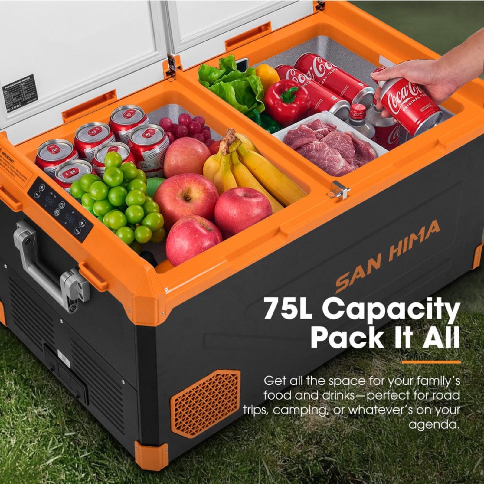 SAN HIMA 75L Dual Zone Portable Fridge Freezer (46L + 29L)