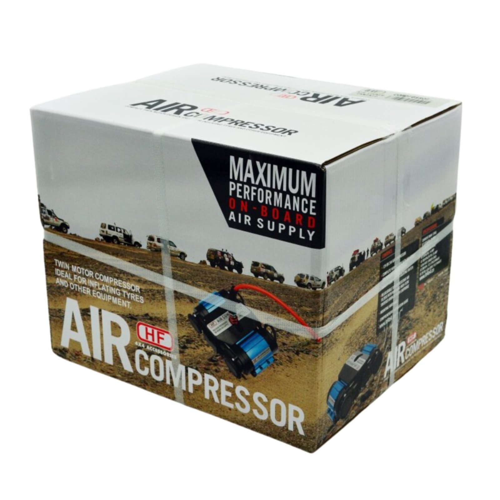 HF Twin-Piston 12V Onboard Air Compressor + Complete Piping Kit