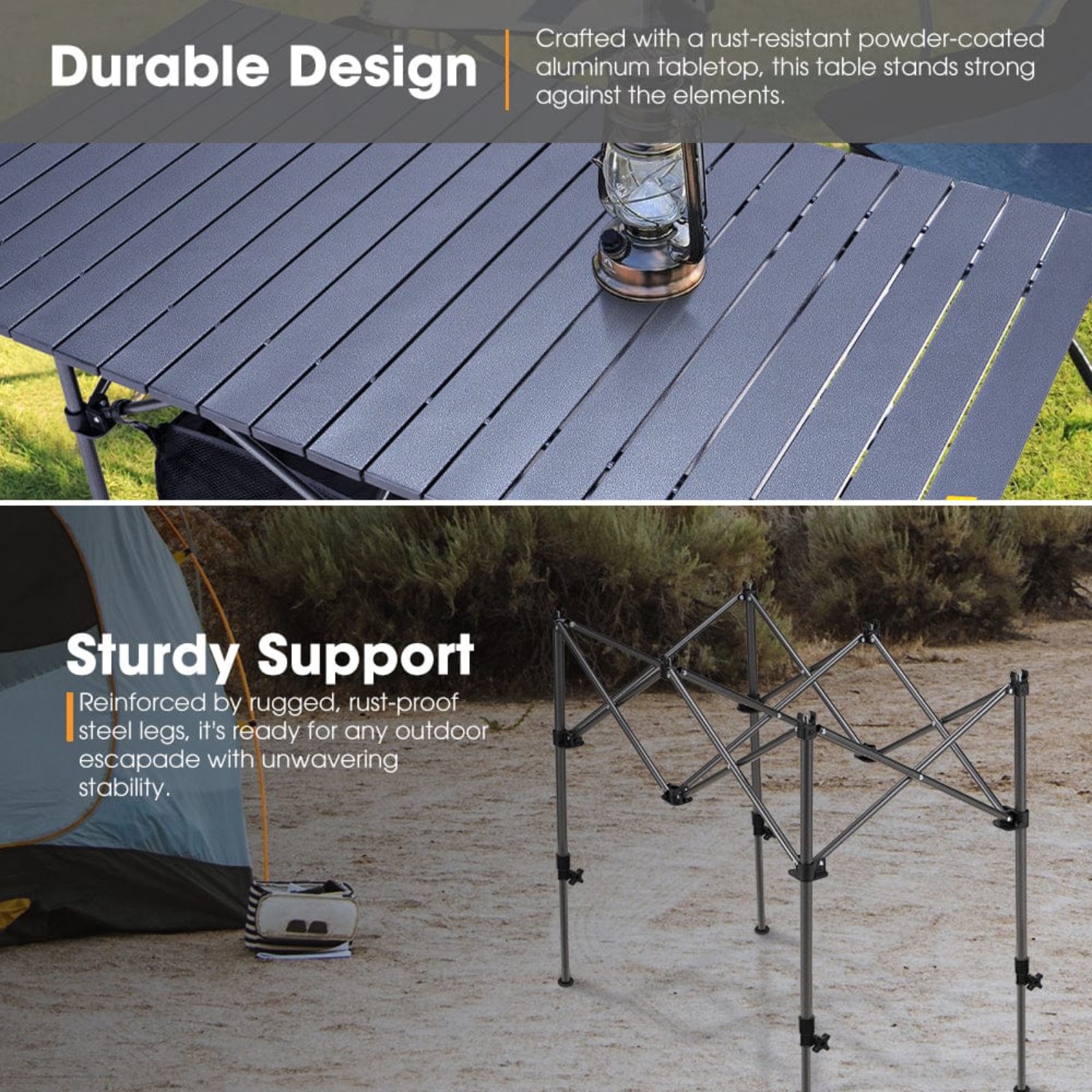 SAN HIMA Folding Camping Table – Adjustable Aluminium Outdoor Desk