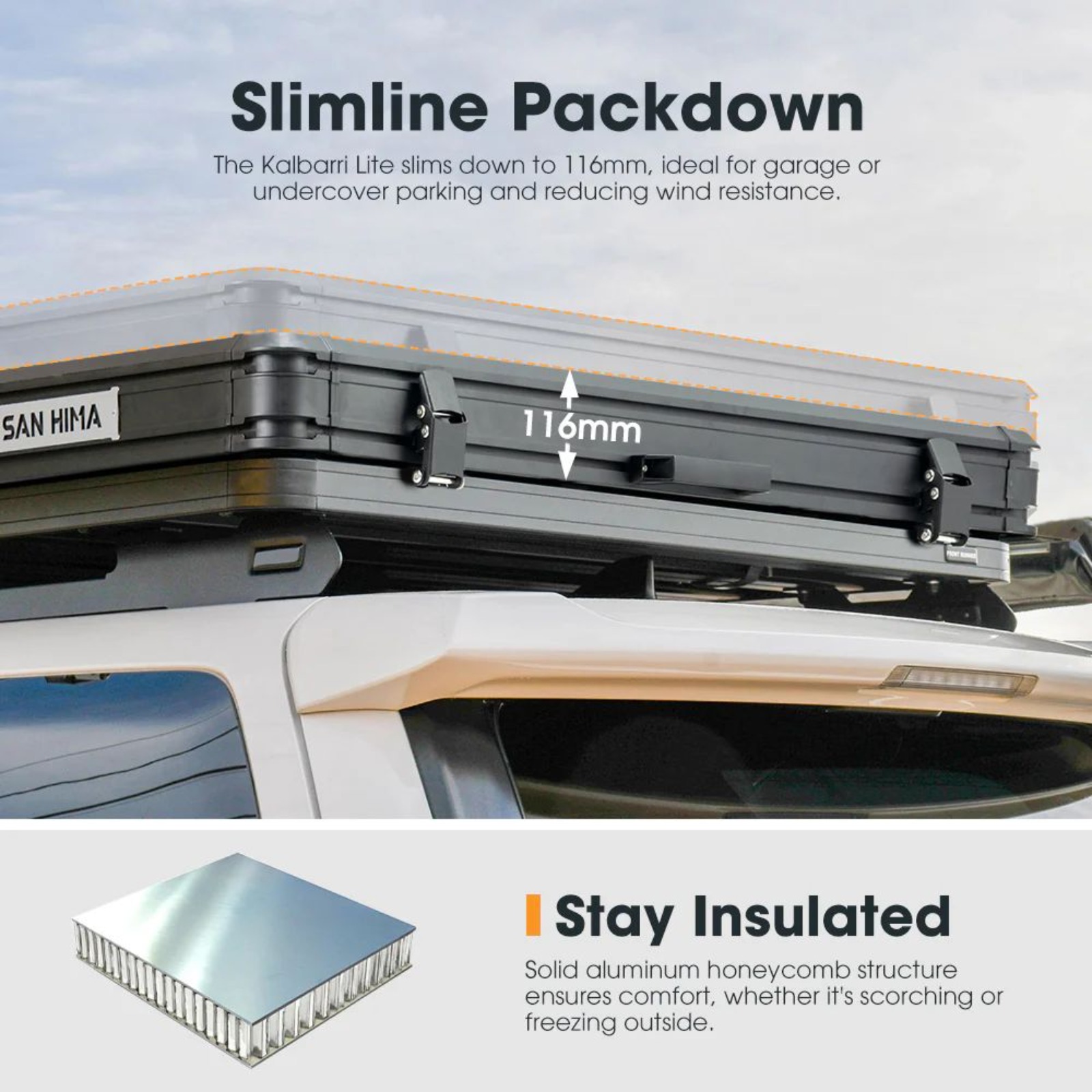 San Hima Kalbarri Lite Rooftop Tent Hardshell (With Ladder)