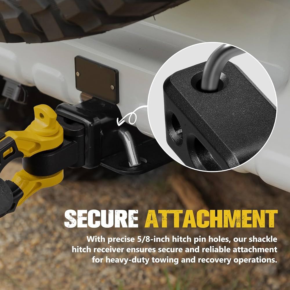 BUNKER INDUST 3/4" D Ring Shackle Hitch Receiver with Trailer Hitch - Fits 2" Receivers