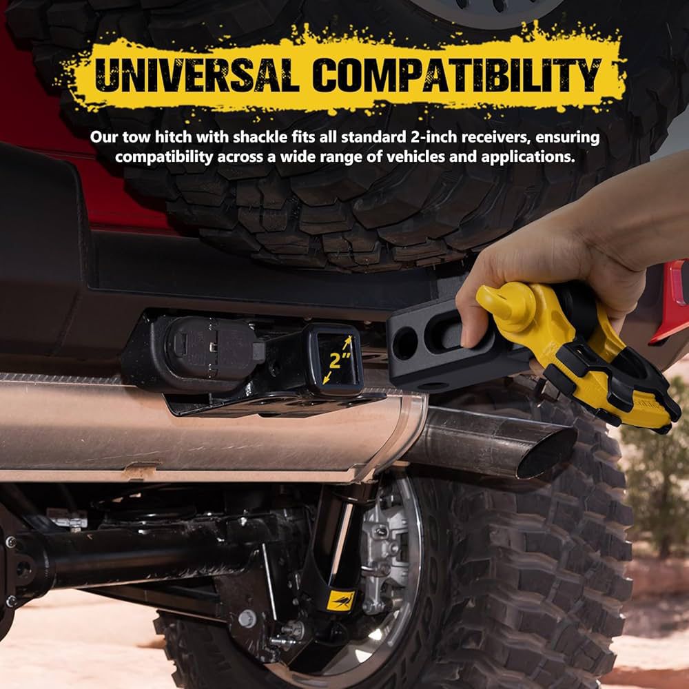 BUNKER INDUST 3/4" D Ring Shackle Hitch Receiver with Trailer Hitch - Fits 2" Receivers
