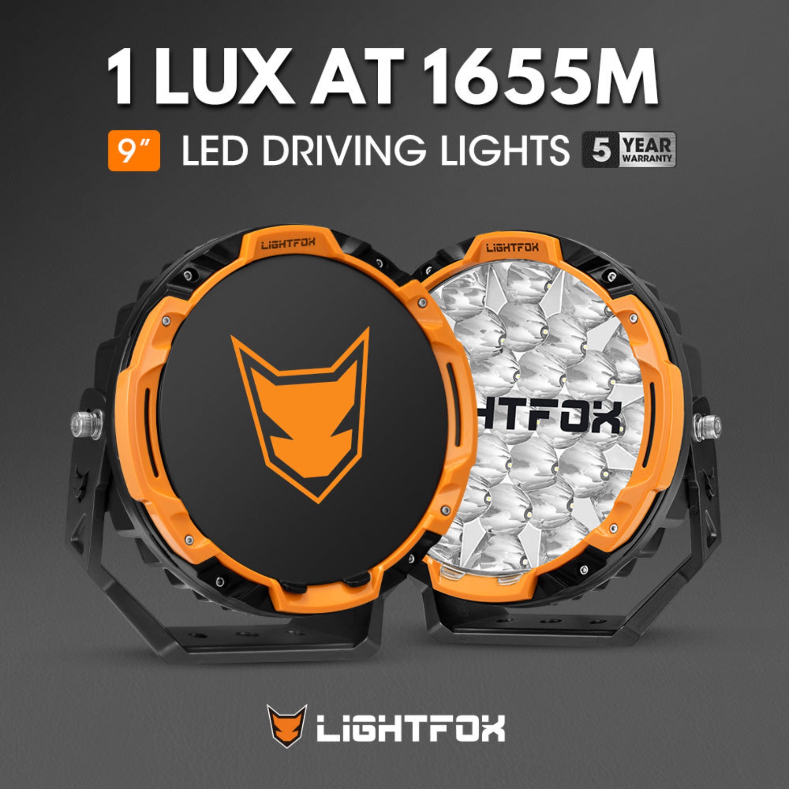 Lightfox 9″ OSRAM LED Driving Lights 1Lux @1,655M IP68 22,912 Lumen Spotlight DRL Offroad 4x4
