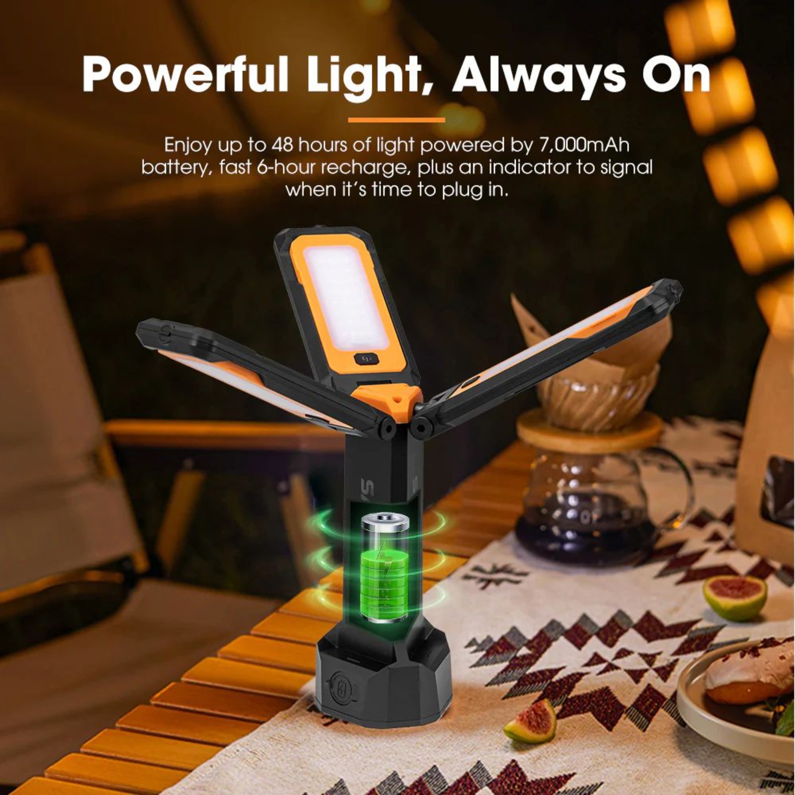 SAN HIMA Portable Lithium LED Tripod Light 1,500 Lumens (Rechargeable Camping Light)