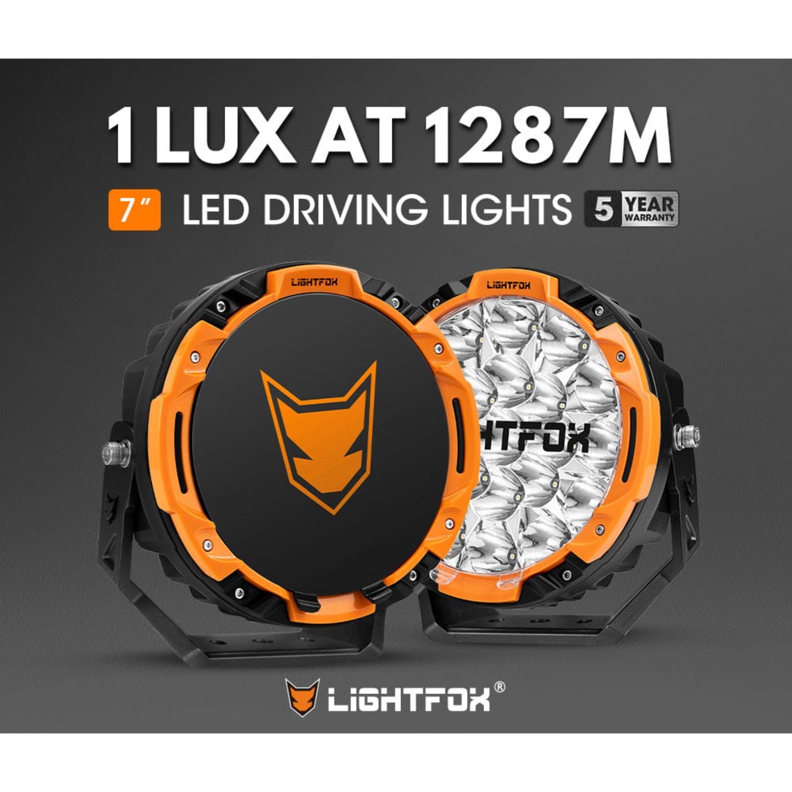 Lightfox Starrix 7-Inch OSRAM LED Driving Light 1Lux @ 1,287 m | IP68 | 15,366 Lumens