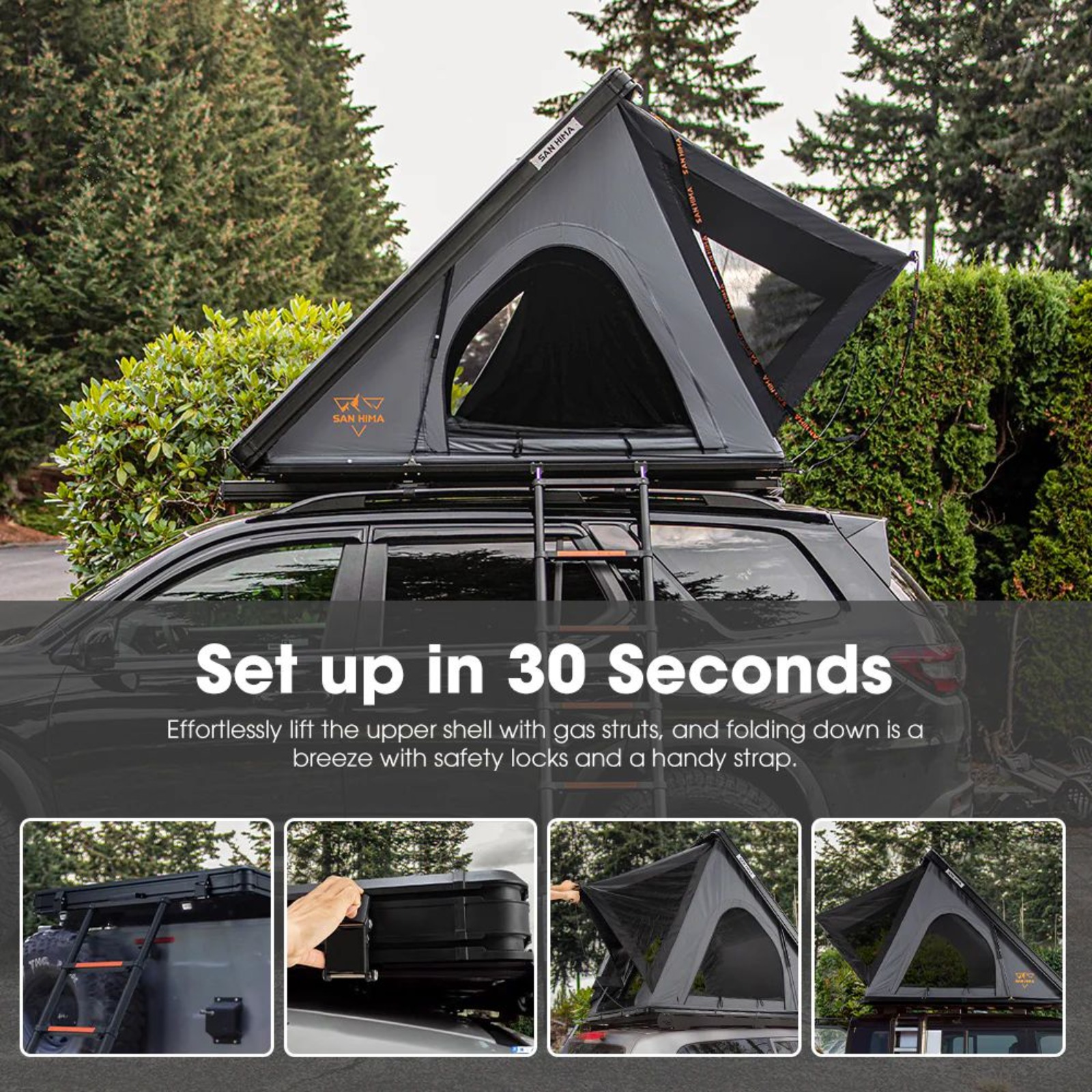 San Hima Kalbarri Lite Rooftop Tent Hardshell (With Ladder)