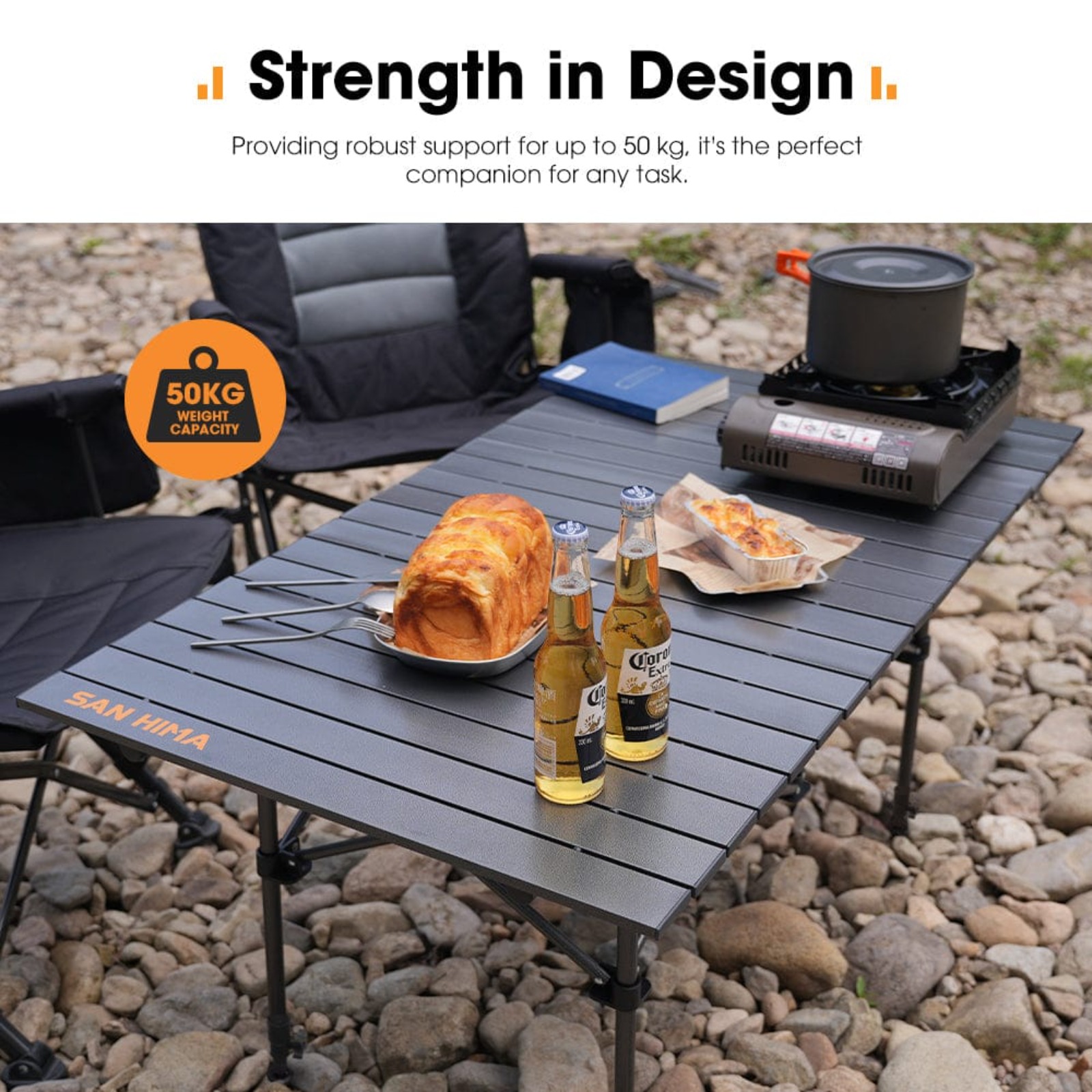 SAN HIMA Folding Camping Table – Adjustable Aluminium Outdoor Desk