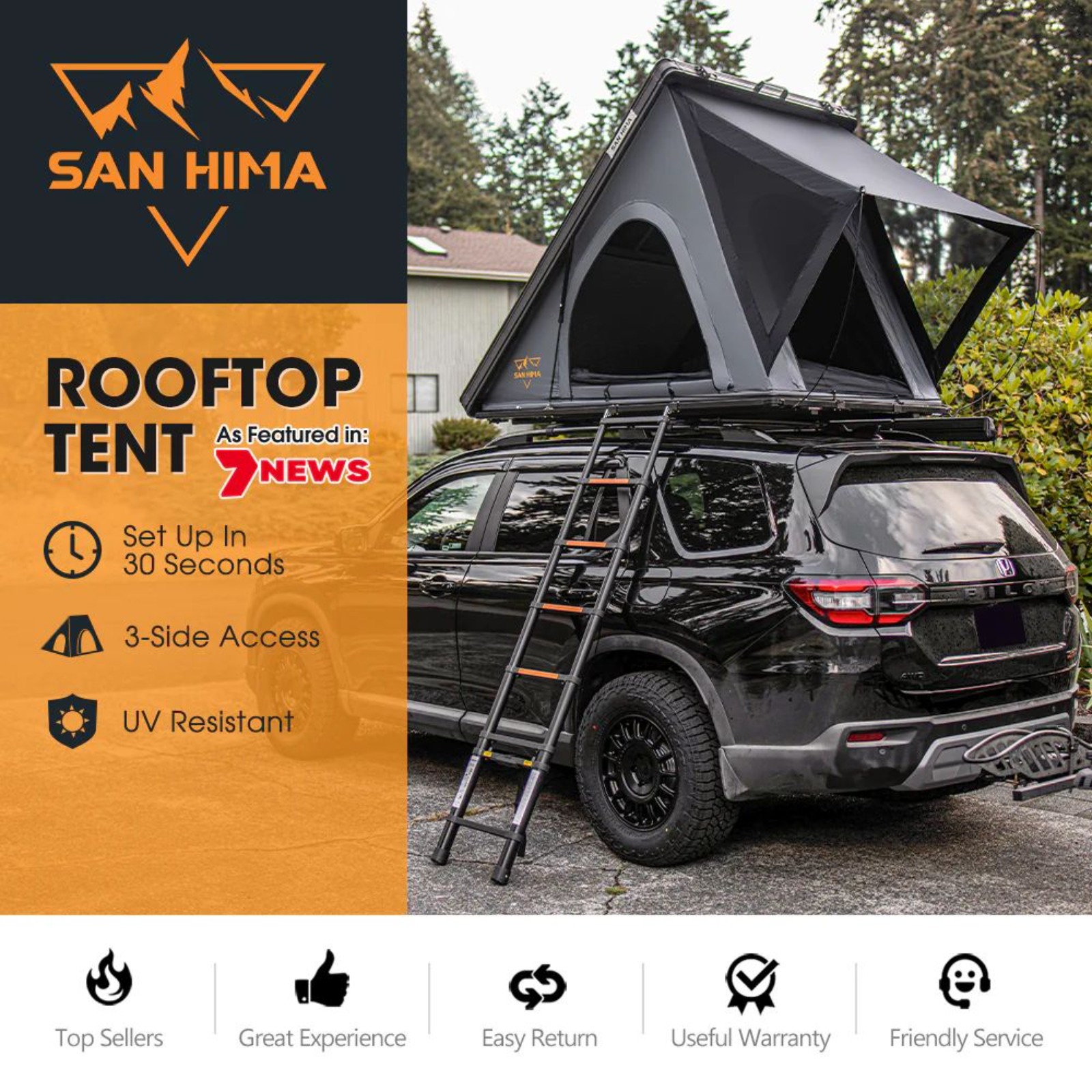San Hima Kalbarri Lite Rooftop Tent Hardshell (With Ladder)