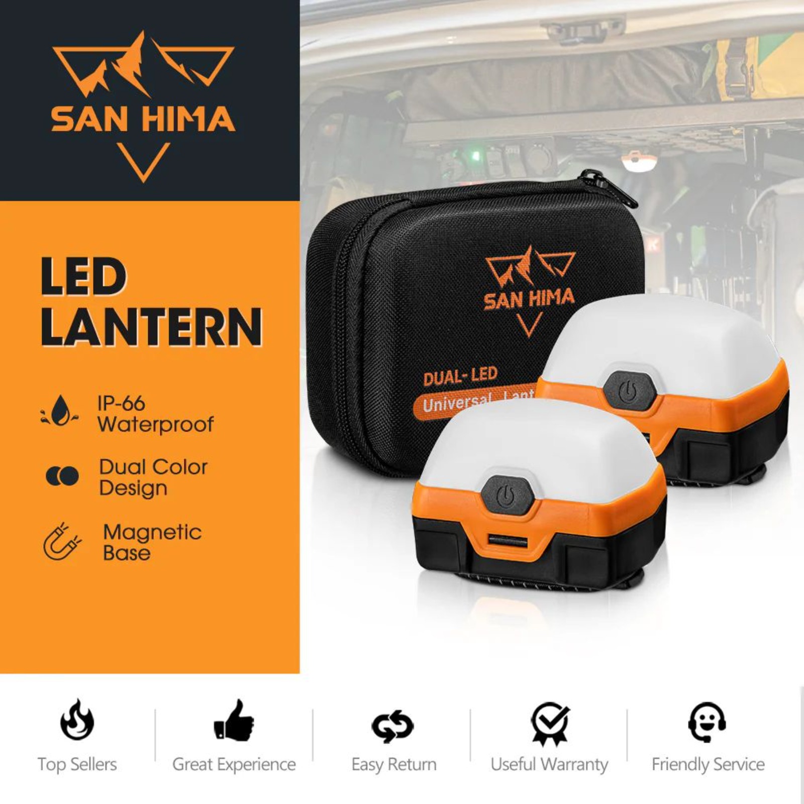 San Hima 2× Camp Light Dual-Colour LED Lantern