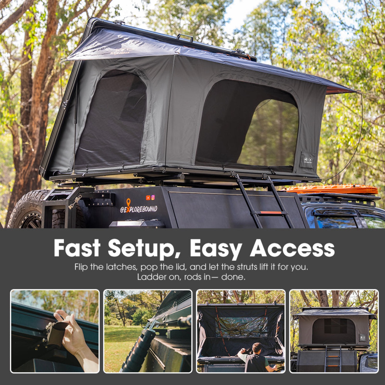 San Hima Kalbarri Side Gen 2 Rooftop Tent Hardshell With Ladder Waterproof Camping 4x4