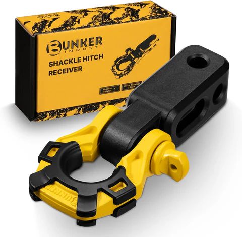 BUNKER INDUST 3/4" D Ring Shackle Hitch Receiver with Trailer Hitch - Fits 2" Receivers