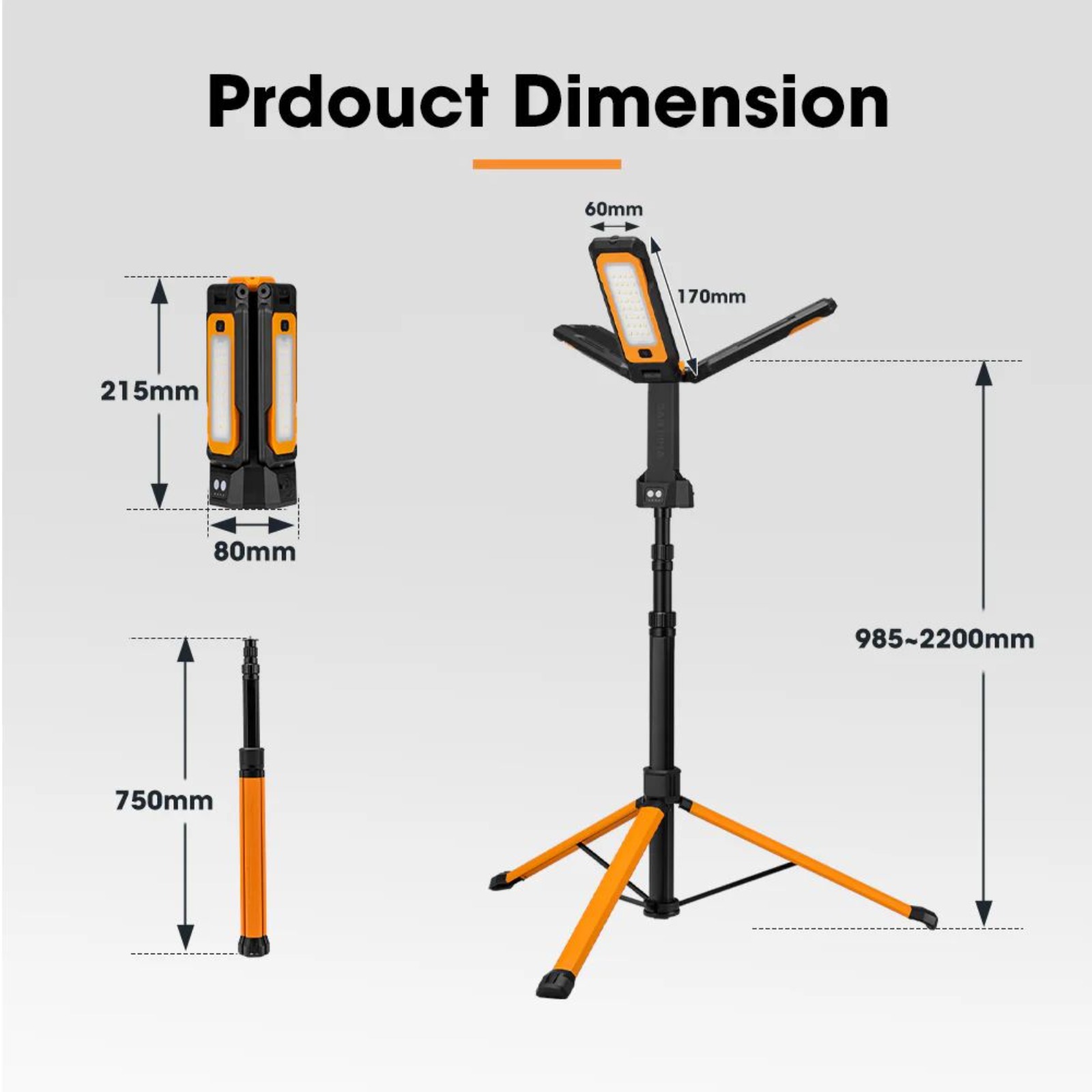 SAN HIMA Portable Lithium LED Tripod Light 1,500 Lumens (Rechargeable Camping Light)