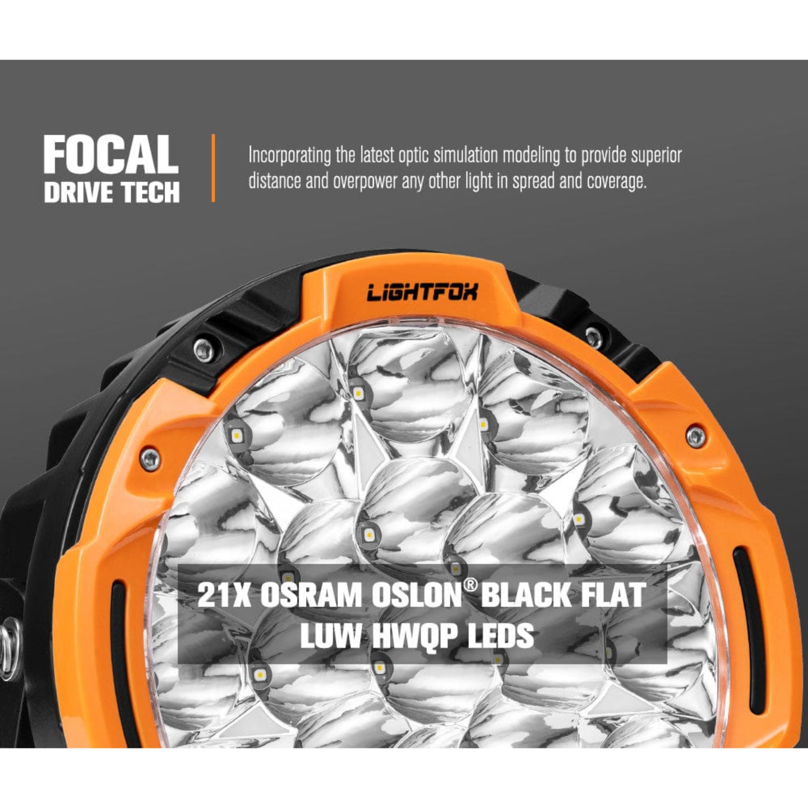 Lightfox Starrix 7-Inch OSRAM LED Driving Light 1Lux @ 1,287 m | IP68 | 15,366 Lumens