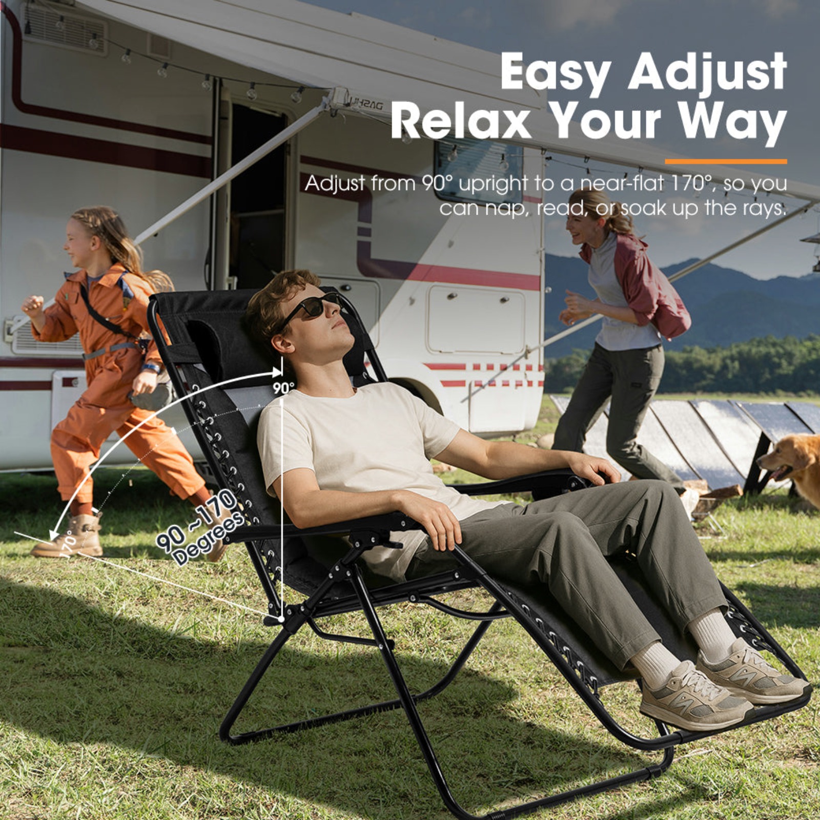SAN HIMA Folding Camping Lounge Recliner Chair
