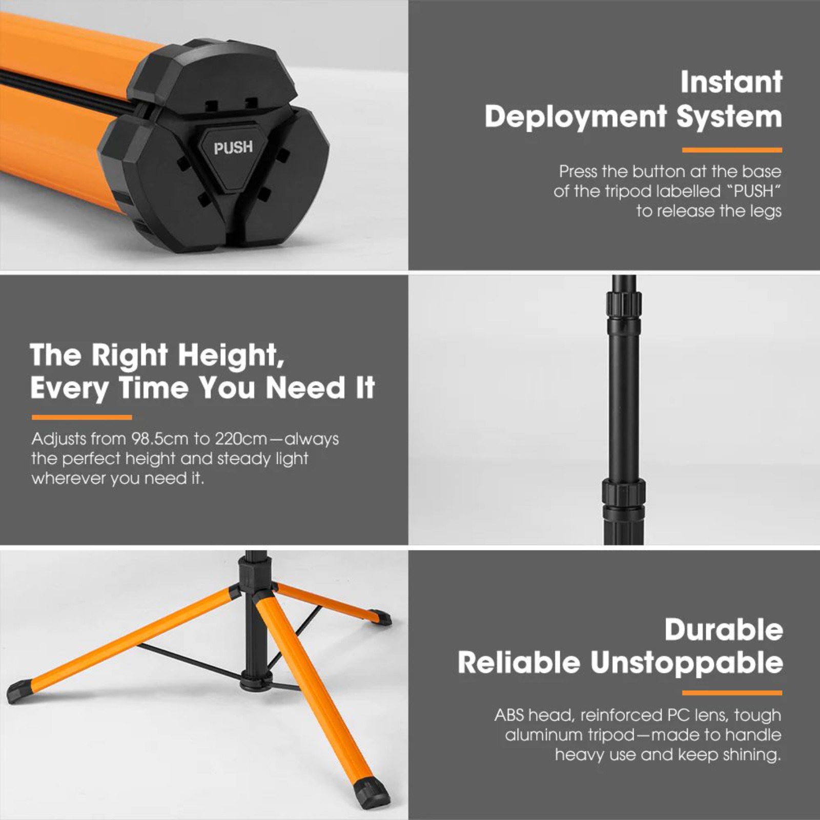 SAN HIMA Portable Lithium LED Tripod Light 1,500 Lumens (Rechargeable Camping Light)