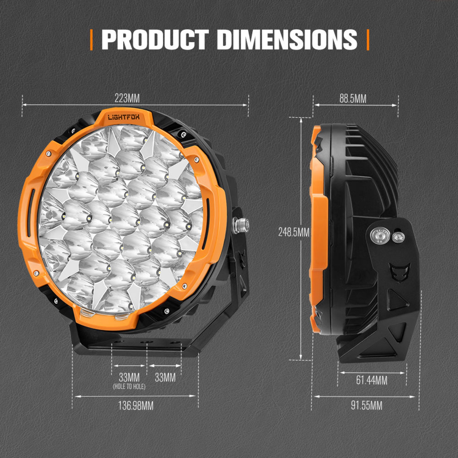 Lightfox 9″ OSRAM LED Driving Lights 1Lux @1,655M IP68 22,912 Lumen Spotlight DRL Offroad 4x4