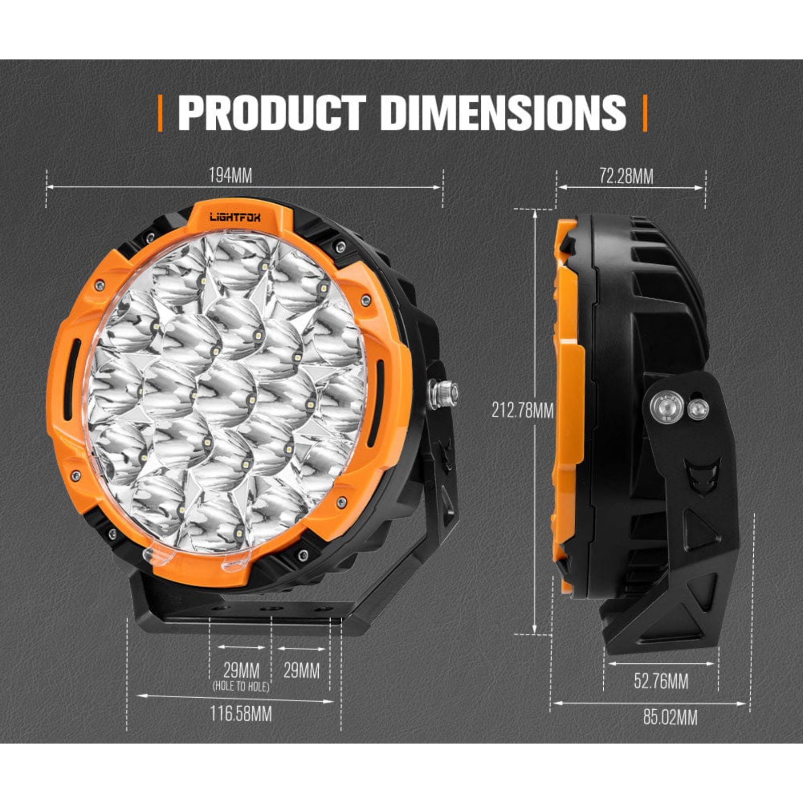 Lightfox Starrix 7-Inch OSRAM LED Driving Light 1Lux @ 1,287 m | IP68 | 15,366 Lumens