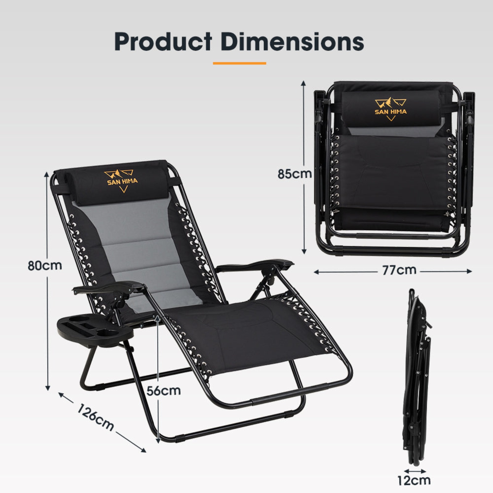 SAN HIMA Folding Camping Lounge Recliner Chair