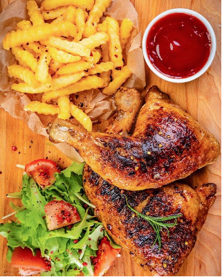 Baked Mango Chicken & Lemon Herb Fries
