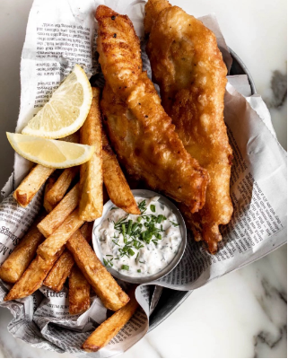 Fish & Lemon Herb Chips with Tartar Sauce