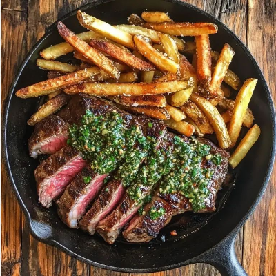 Ribeye Steak, Garlic Paprika Fries & Chimichurri